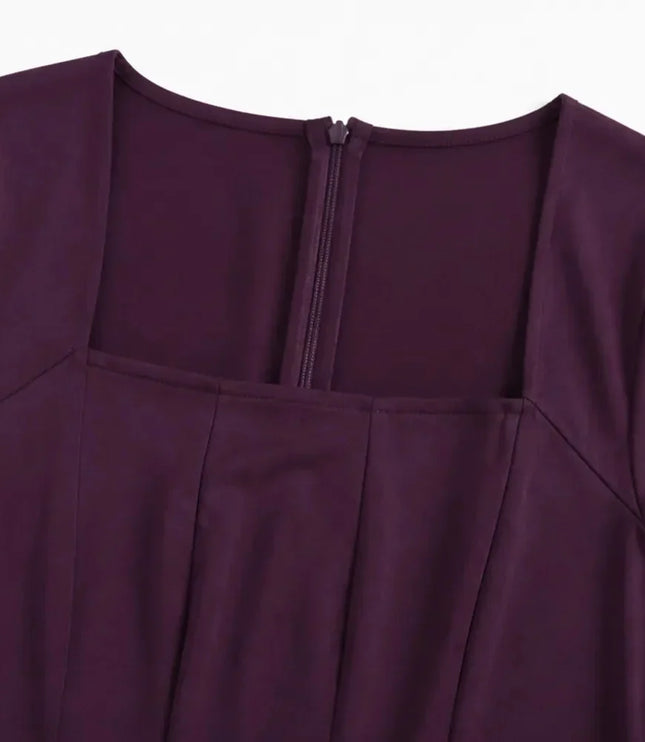 Women's Cocktail Maxi Dress with Square Neck and Cap Sleeves