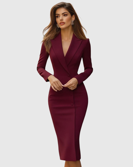 Women's Cocktail Midi Dress in a Structured Tailored Cut