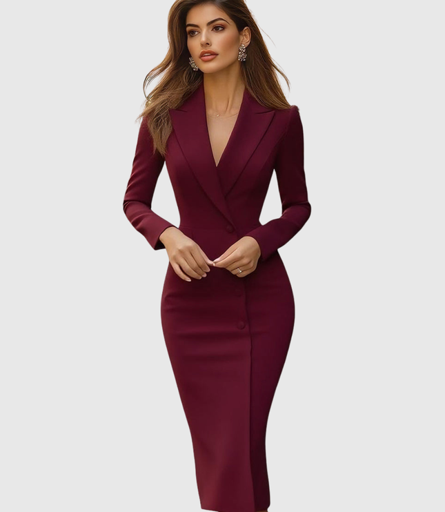 Women's Cocktail Midi Dress in a Structured Tailored Cut