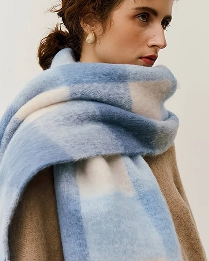 Women's Colourblock Plaid Fringed Scarf