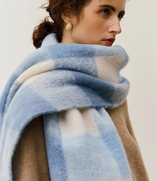 Women's Colourblock Plaid Fringed Scarf