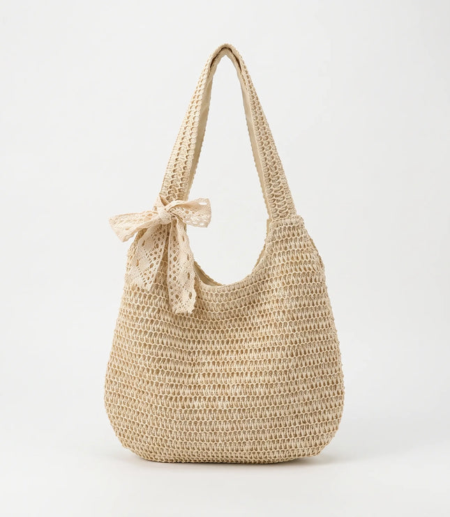 Women's Crochet Woven Beach Tote Bag