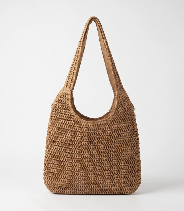 Women's Crochet Woven Beach Tote Bag