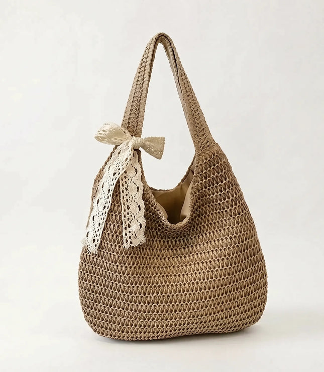 Women's Crochet Woven Beach Tote Bag