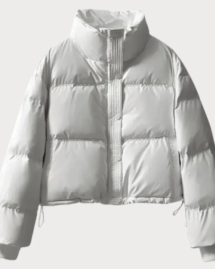 Women's Cropped Puffer Jacket with High Collar