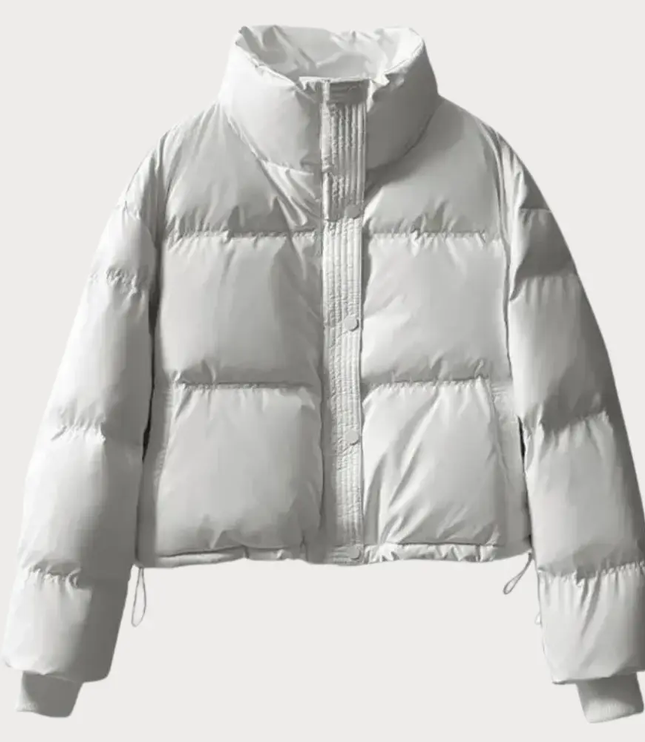 Women's Cropped Puffer Jacket with High Collar