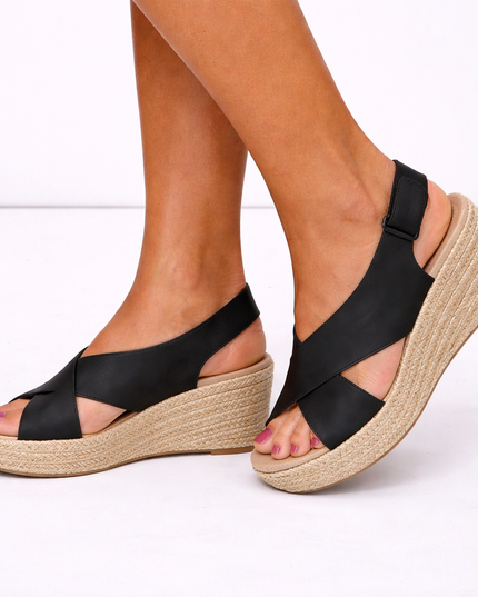 Women's Crossover Strap Espadrille Wedge Sandals