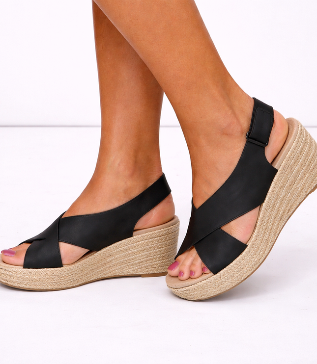 Women's Crossover Strap Espadrille Wedge Sandals