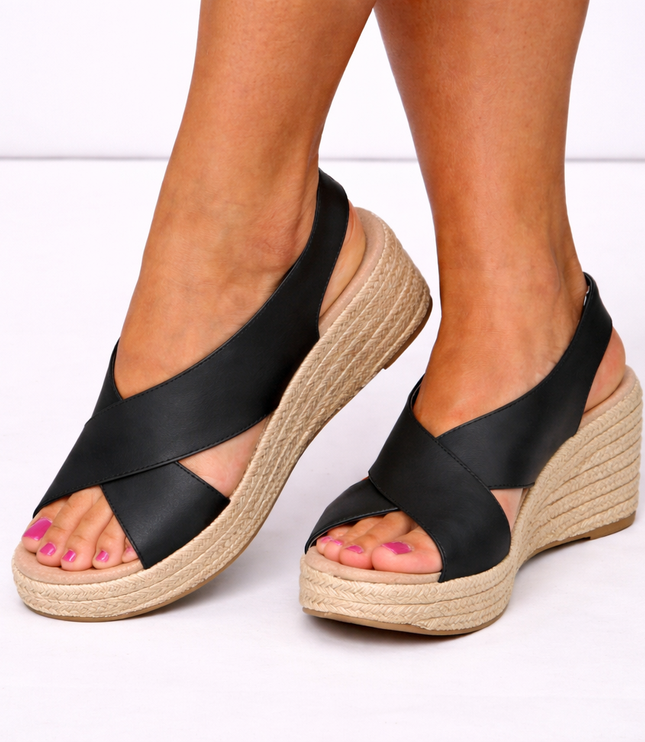 Women's Crossover Strap Espadrille Wedge Sandals
