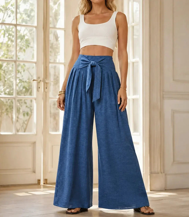 Women's Dress Pants in a Wide Leg with High Waist and Pleats