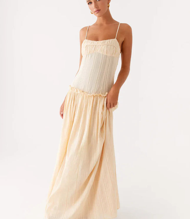 Women's Drop Waist Flowy Maxi Dress for Wedding Guests