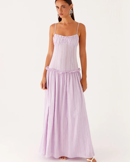 Women's Drop Waist Flowy Maxi Dress for Wedding Guests