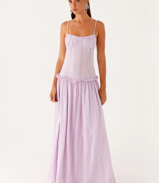 Women's Drop Waist Flowy Maxi Dress for Wedding Guests
