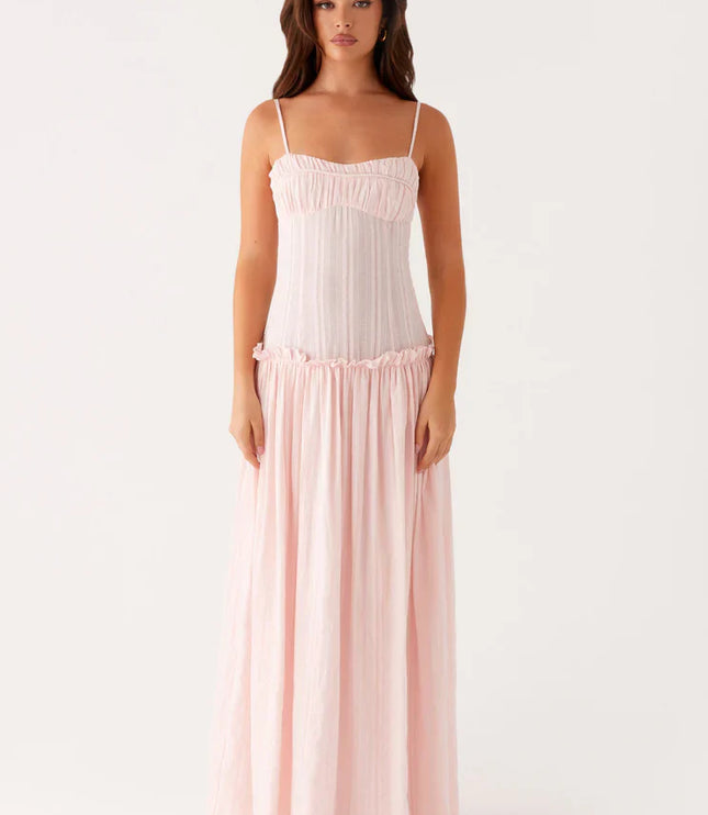 Women's Drop Waist Flowy Maxi Dress for Wedding Guests