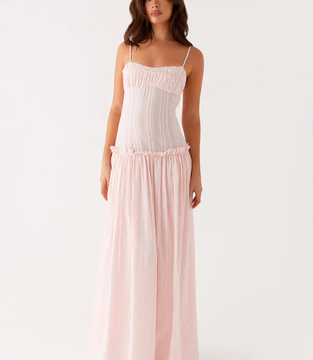Women's Drop Waist Flowy Maxi Dress for Wedding Guests