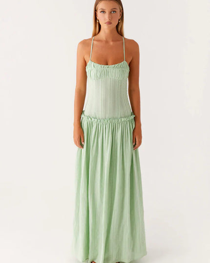 Women's Drop Waist Flowy Maxi Dress for Wedding Guests