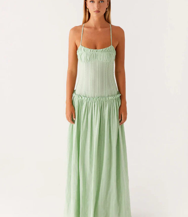 Women's Drop Waist Flowy Maxi Dress for Wedding Guests