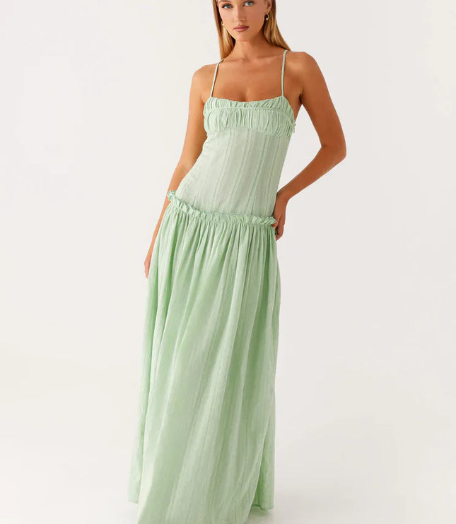 Women's Drop Waist Flowy Maxi Dress for Wedding Guests