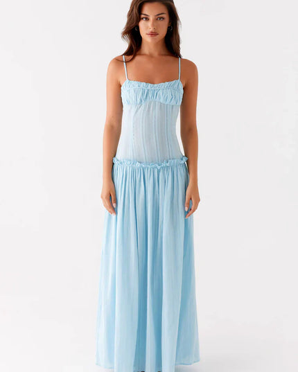 Women's Drop Waist Flowy Maxi Dress for Wedding Guests