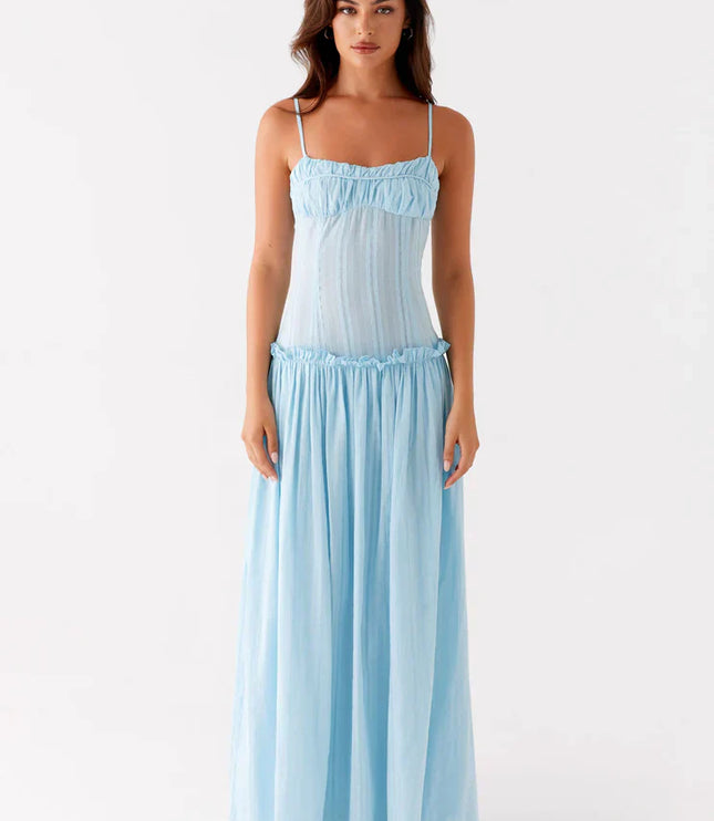 Women's Drop Waist Flowy Maxi Dress for Wedding Guests