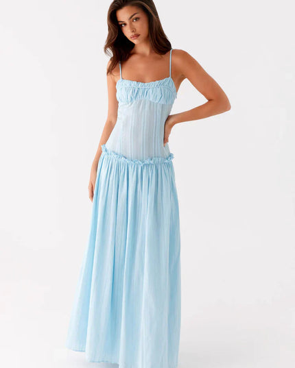 Women's Drop Waist Flowy Maxi Dress for Wedding Guests