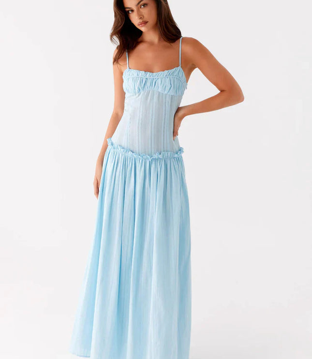 Women's Drop Waist Flowy Maxi Dress for Wedding Guests
