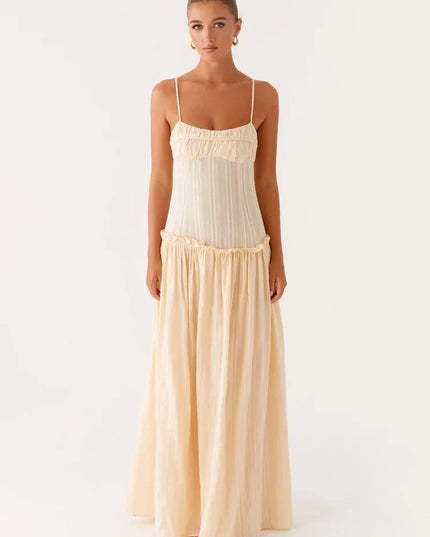 Women's Drop Waist Flowy Maxi Dress for Wedding Guests