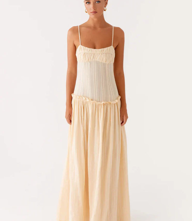 Women's Drop Waist Flowy Maxi Dress for Wedding Guests