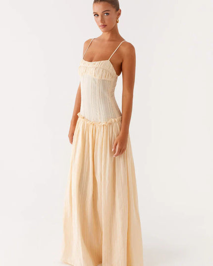 Women's Drop Waist Flowy Maxi Dress for Wedding Guests