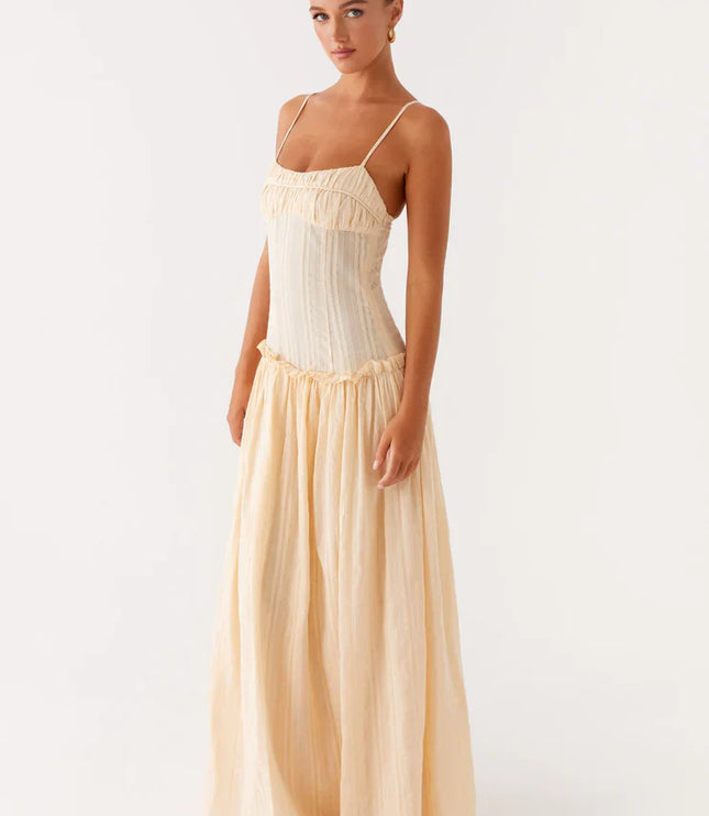 Women's Drop Waist Flowy Maxi Dress for Wedding Guests