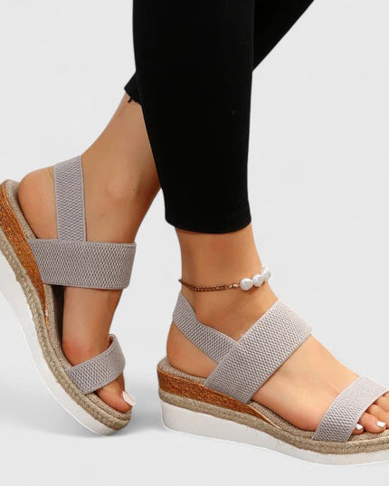Women's Elastic Strap Wedge Sandals with Platform Sole