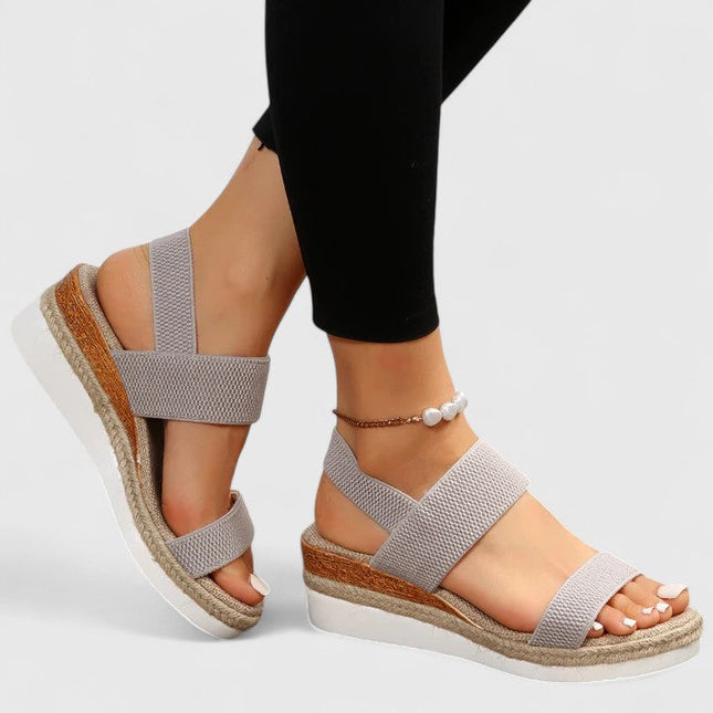 Women's Elastic Strap Wedge Sandals with Platform Sole