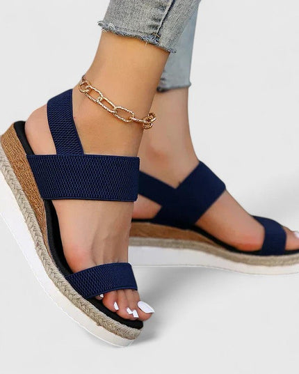 Women's Elastic Strap Wedge Sandals with Platform Sole