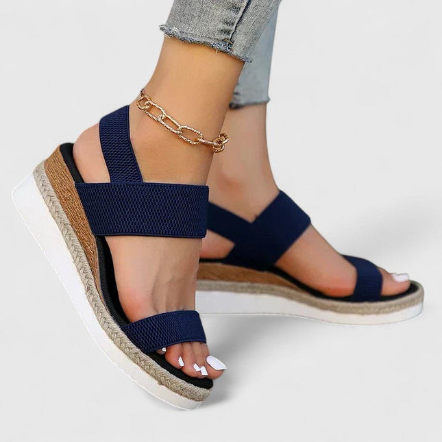 Women's Elastic Strap Wedge Sandals with Platform Sole