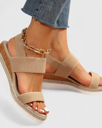 Women's Elastic Strap Wedge Sandals with Platform Sole