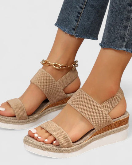 Women's Elastic Strap Wedge Sandals with Platform Sole