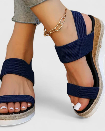 Women's Elastic Strap Wedge Sandals with Platform Sole