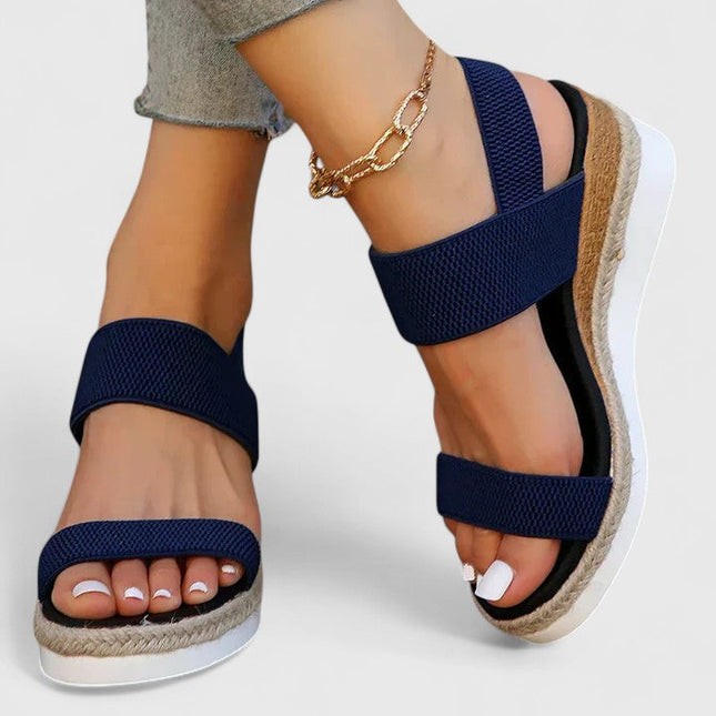 Women's Elastic Strap Wedge Sandals with Platform Sole