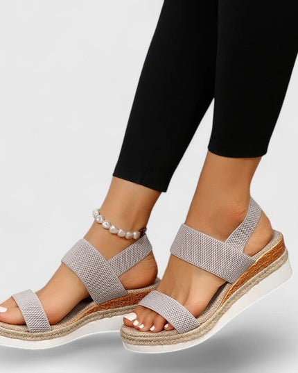Women's Elastic Strap Wedge Sandals with Platform Sole