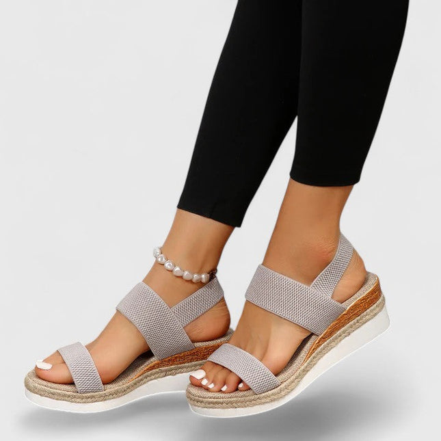 Women's Elastic Strap Wedge Sandals with Platform Sole