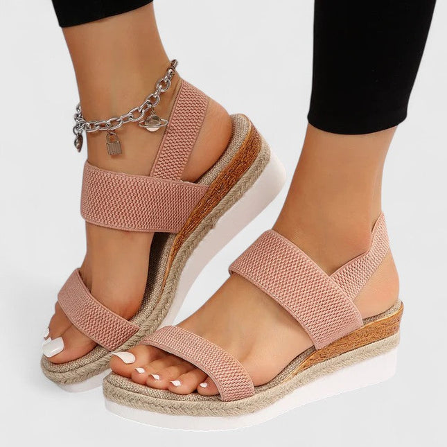 Women's Elastic Strap Wedge Sandals with Platform Sole