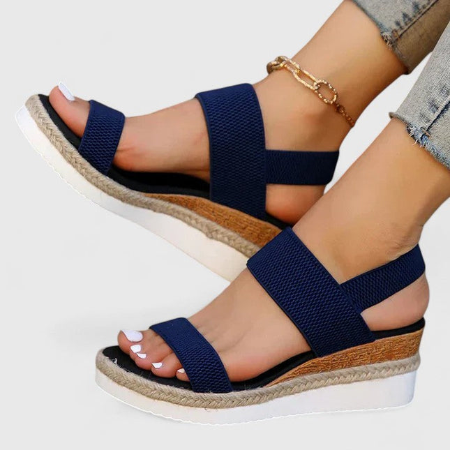 Women's Elastic Strap Wedge Sandals with Platform Sole