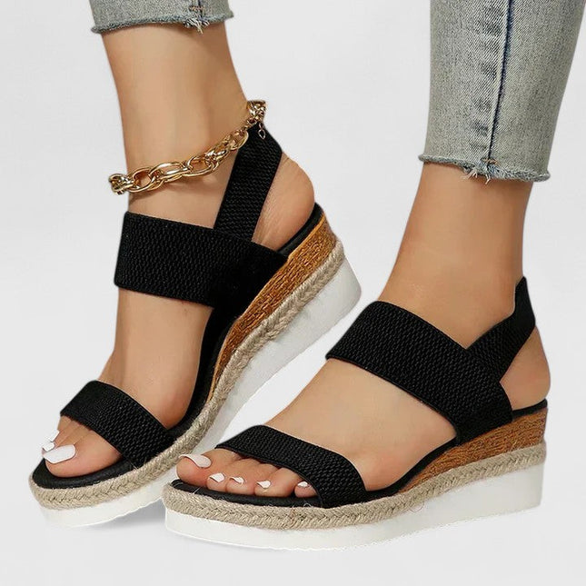 Women's Elastic Strap Wedge Sandals with Platform Sole