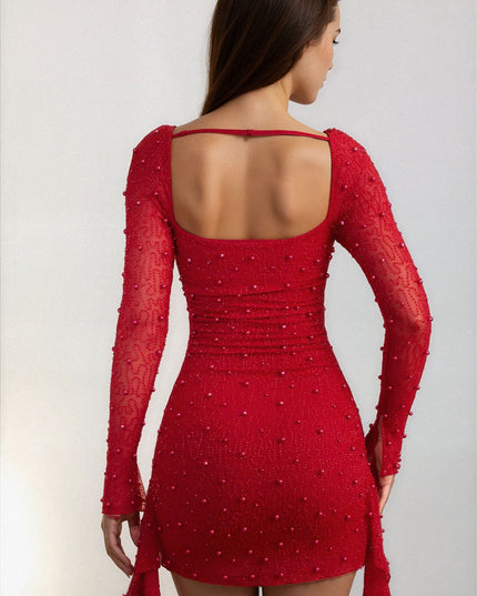 Women's Embellished Bodycon Mini Dress for Wedding Guest and Parties