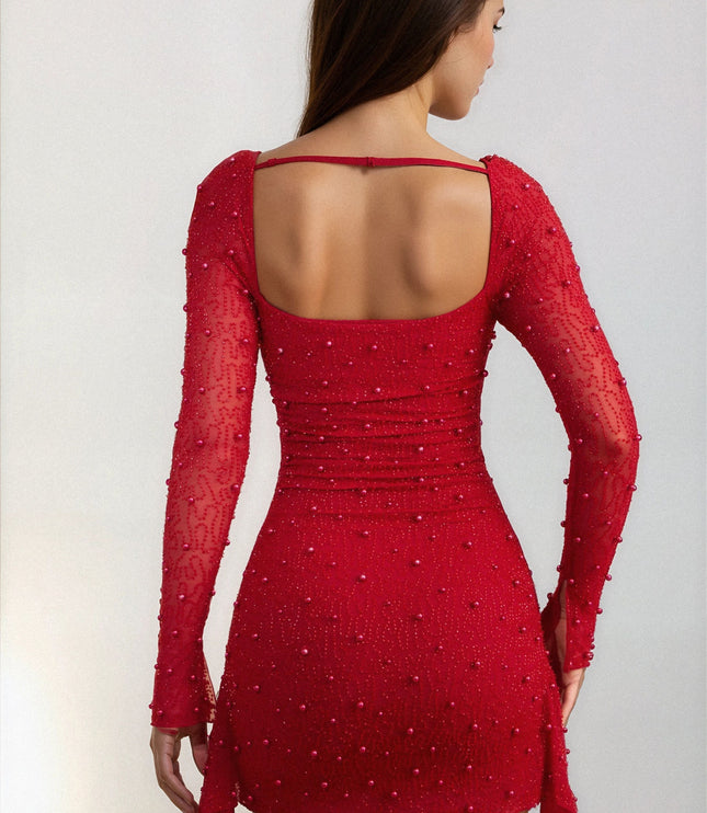 Women's Embellished Bodycon Mini Dress for Wedding Guest and Parties