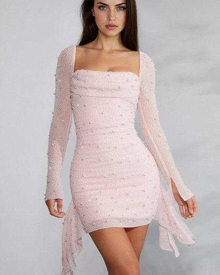 Women's Embellished Bodycon Mini Dress for Wedding Guest and Parties