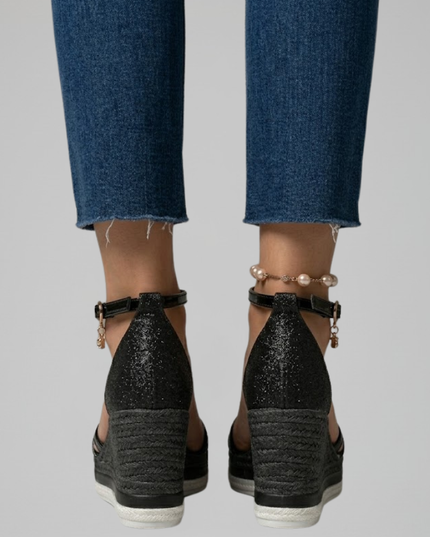Women's Espadrille Wedge Sandals with Ankle Strap