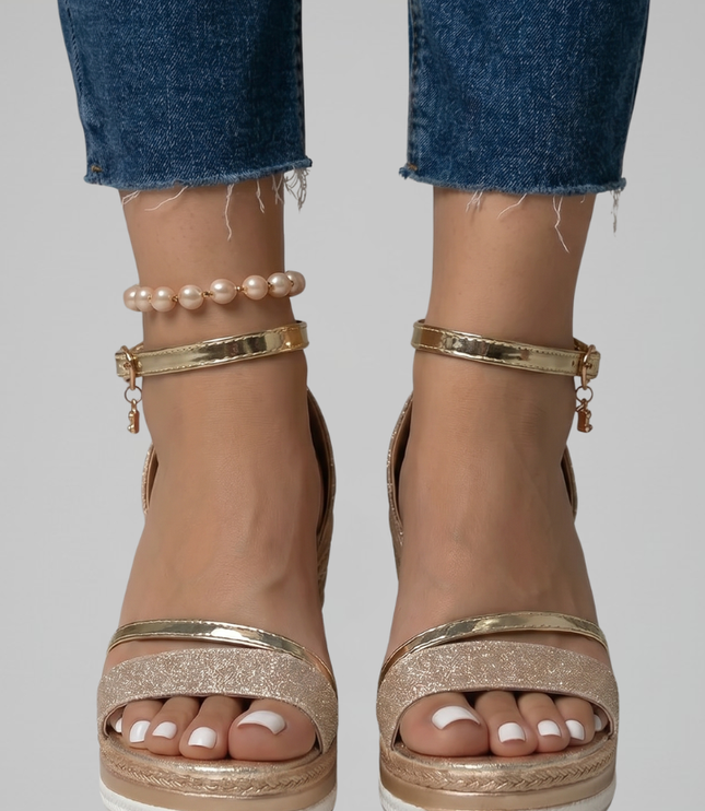 Women's Espadrille Wedge Sandals with Ankle Strap