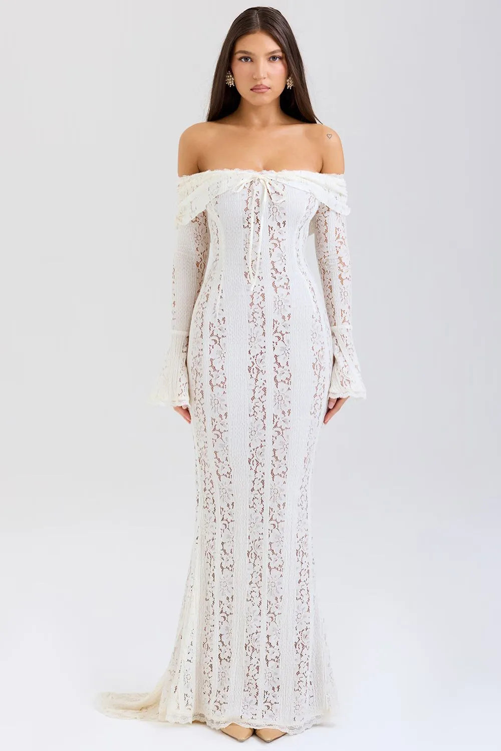 duchess ivory lace bell sleeve maxi dress Duchess Ivory Lace Bell Sleeve Maxi Dress