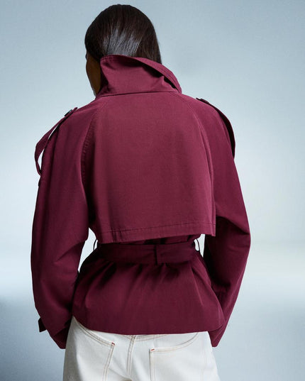 Women's Fall Trench Coat, Cropped and Double Breasted